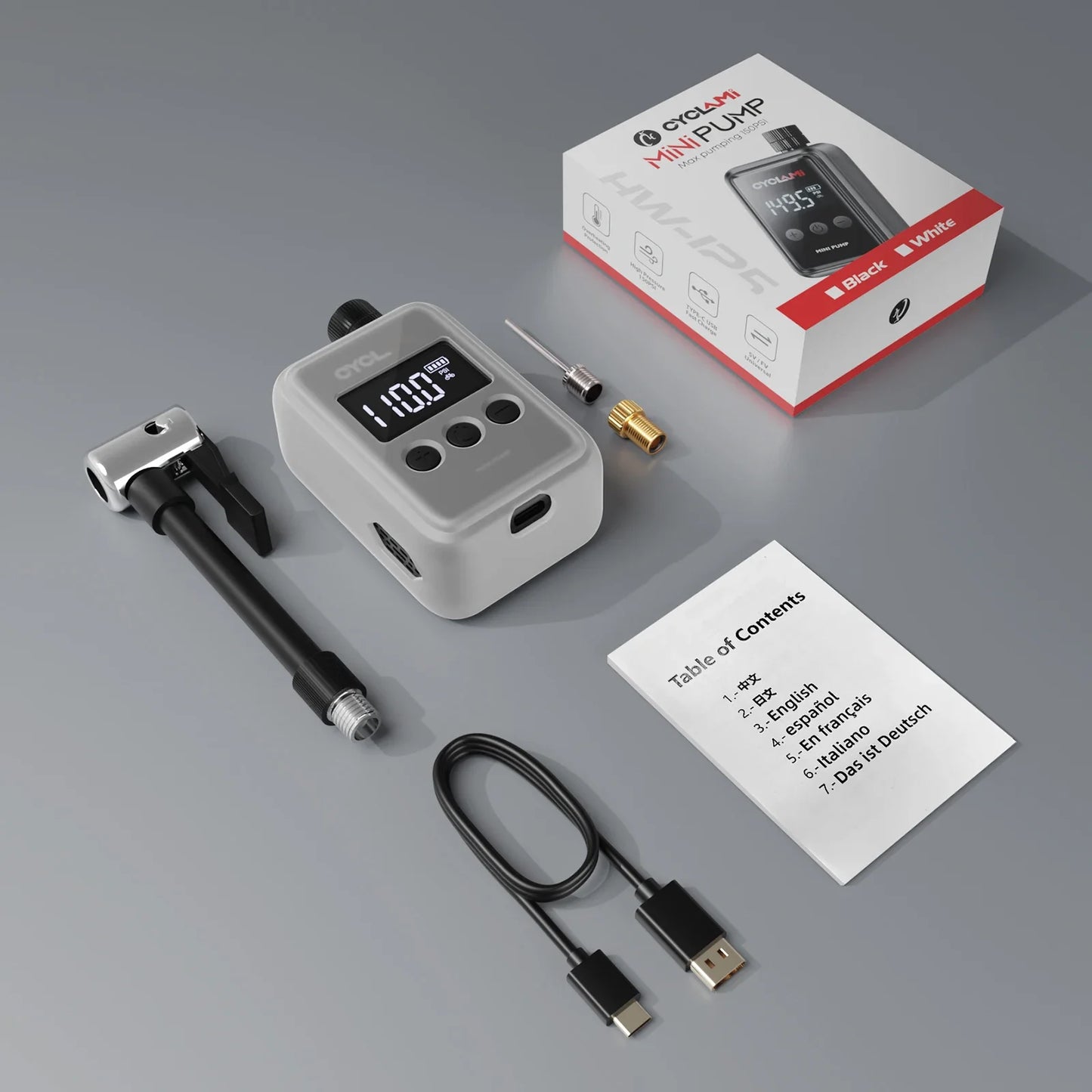 CYCLAMI® Mini Compresor Digital WH125 - Refrigerado por aire 150 PSI